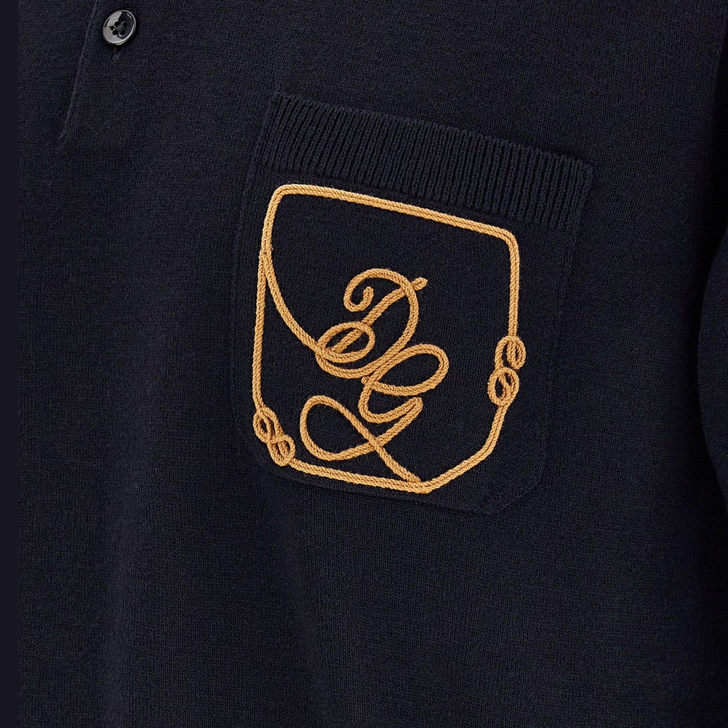 Blue Virgin Wool Polo Shirt