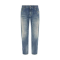 Blue Cotton Straight-Leg Jeans