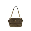 Bicolor Suede Leather Shoulder Bag
