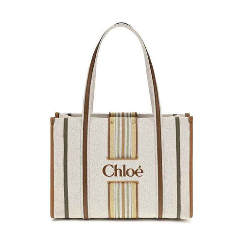 Beige Cotton Shoulder Bag