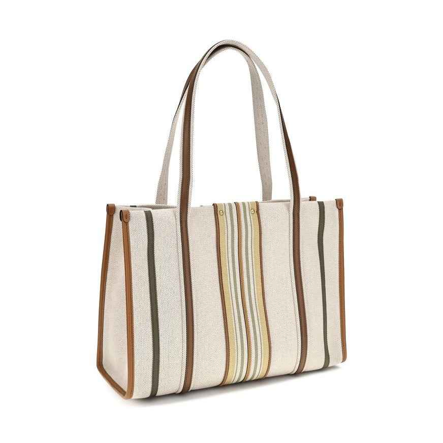 Beige Cotton Shoulder Bag