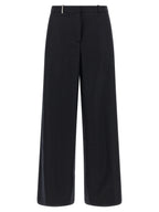 Blue Virgin Wool Casual Pants