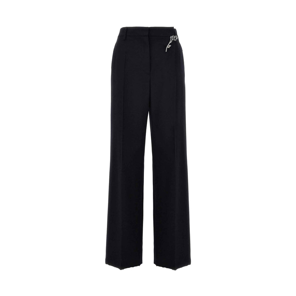 Blue Wool Casual Pants