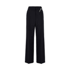 Blue Wool Casual Pants