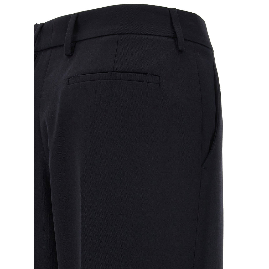 Blue Wool Casual Pants