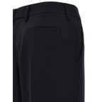 Blue Wool Casual Pants