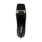Black Calfskin Mid Heel Pumps