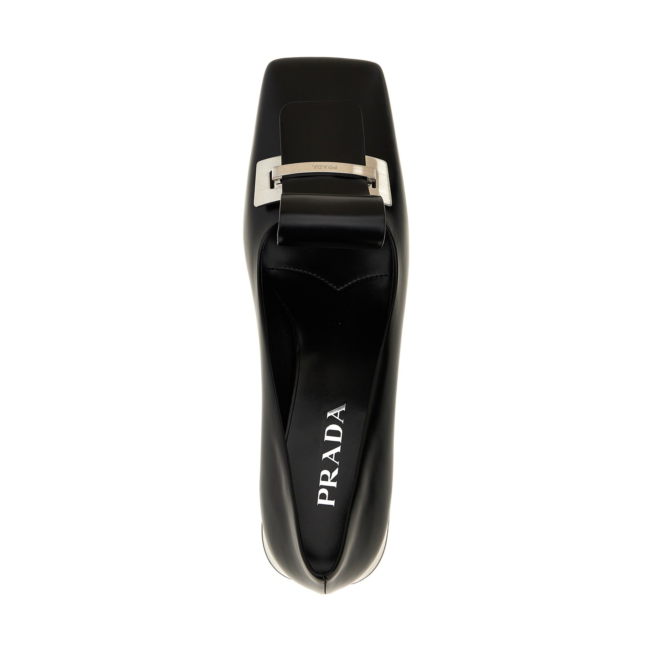 Black Calfskin Mid Heel Pumps