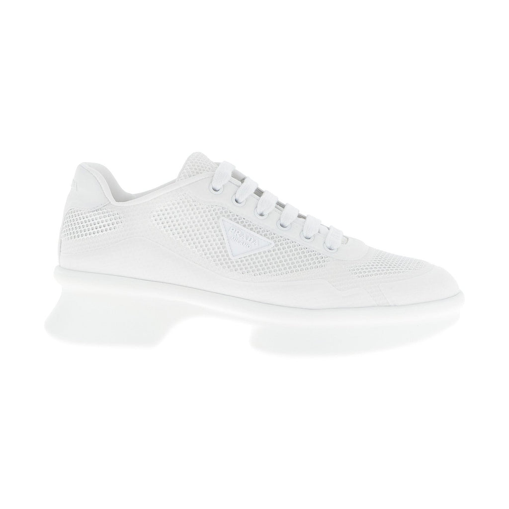 White Polyester Athletic Sneakers