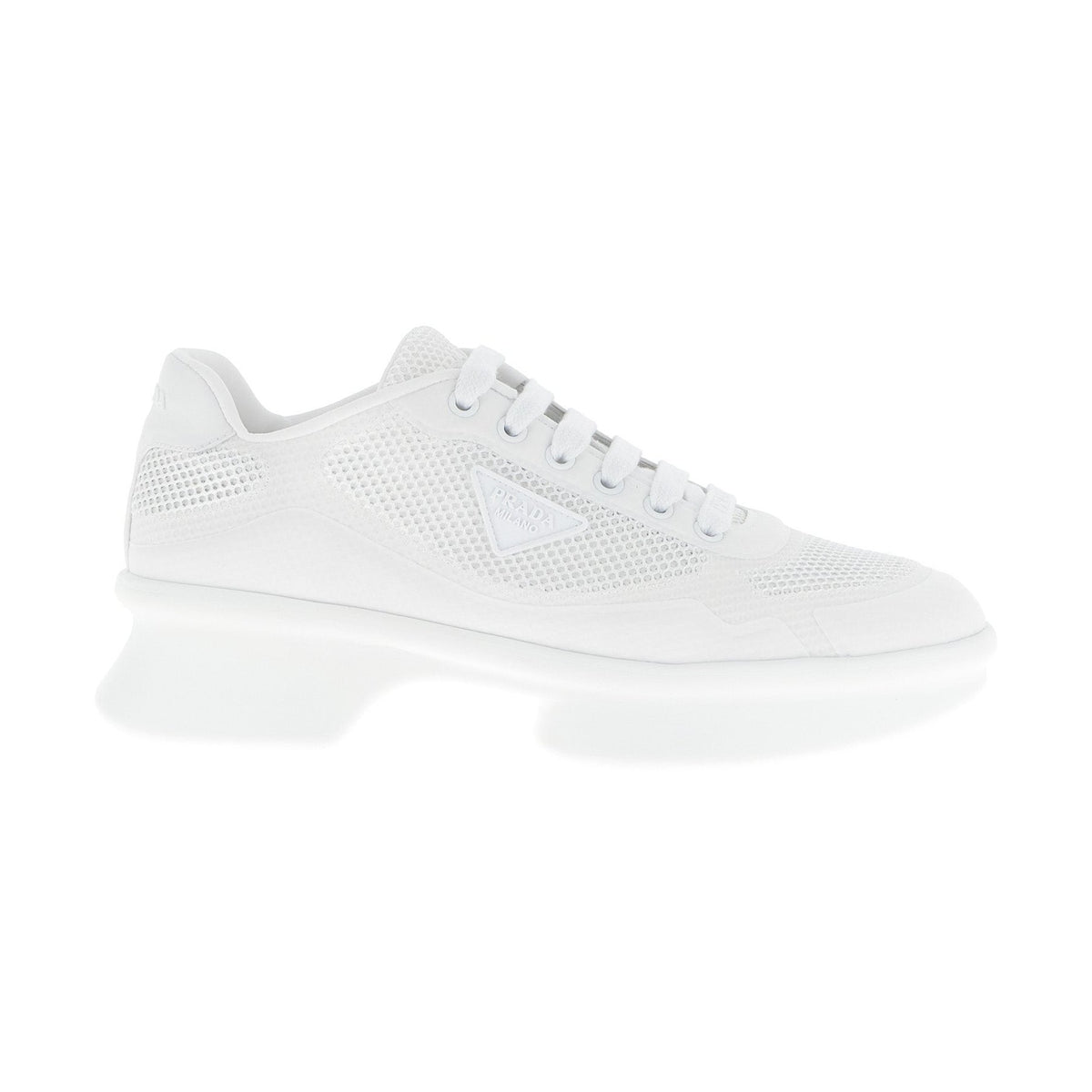 White Polyester Athletic Sneakers