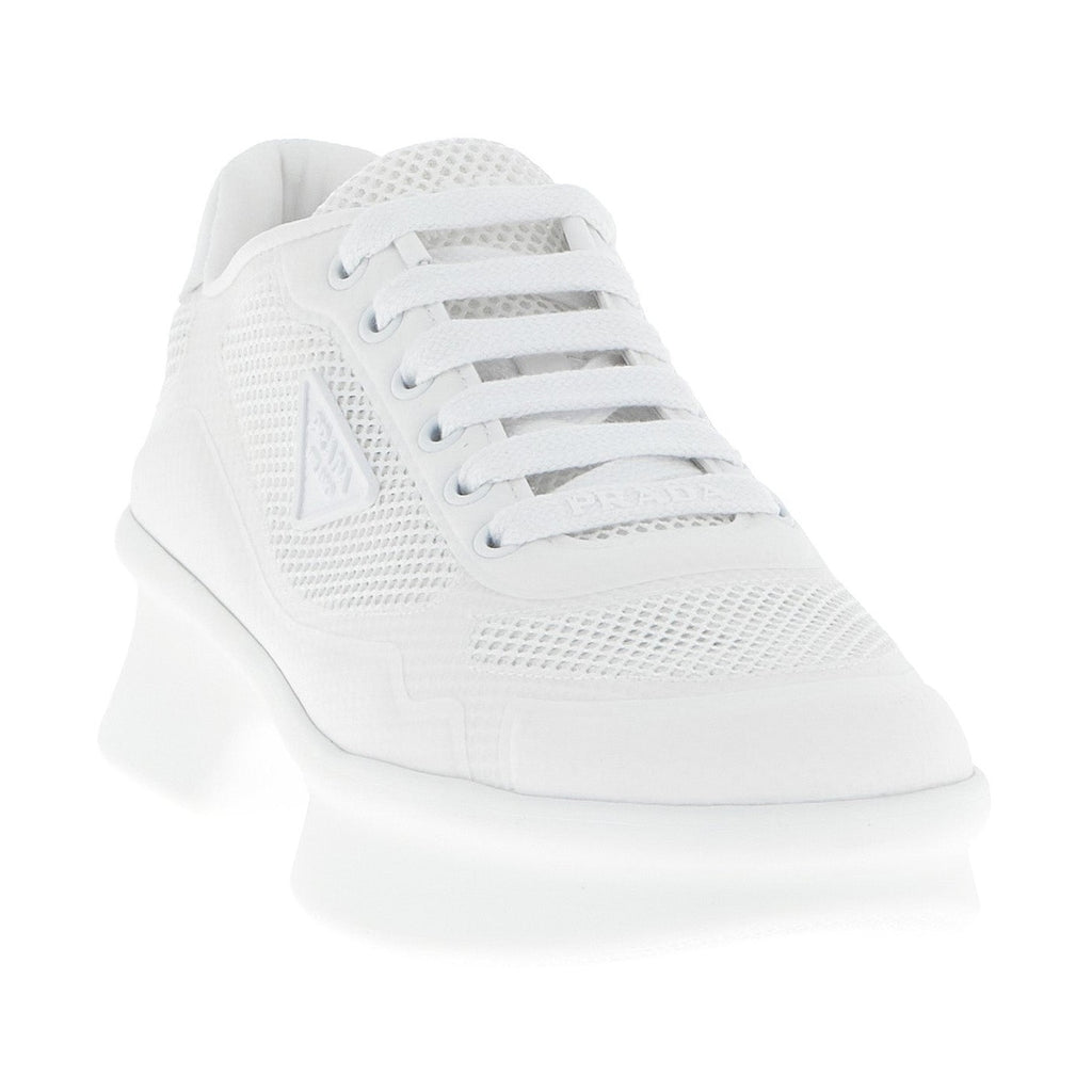 White Polyester Athletic Sneakers