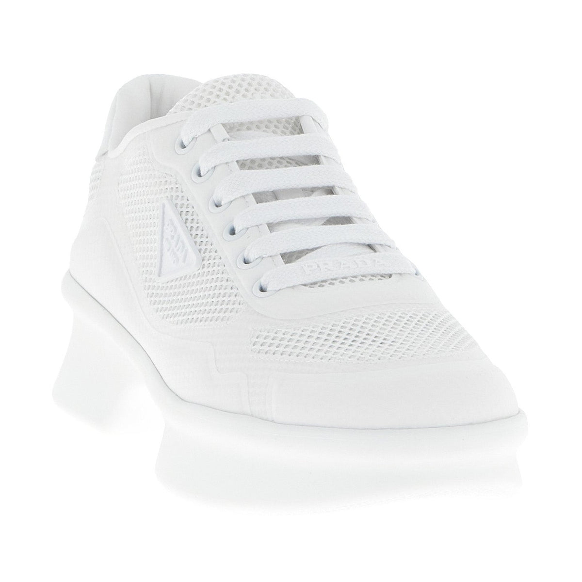 White Polyester Athletic Sneakers