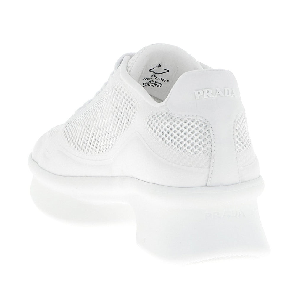 White Polyester Athletic Sneakers