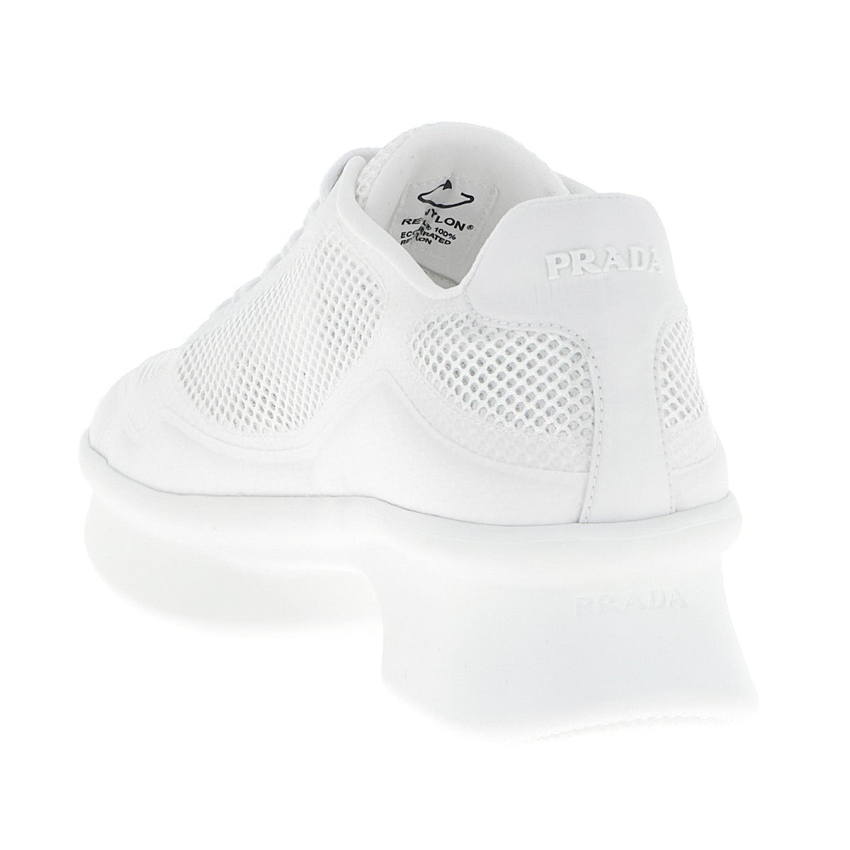 White Polyester Athletic Sneakers