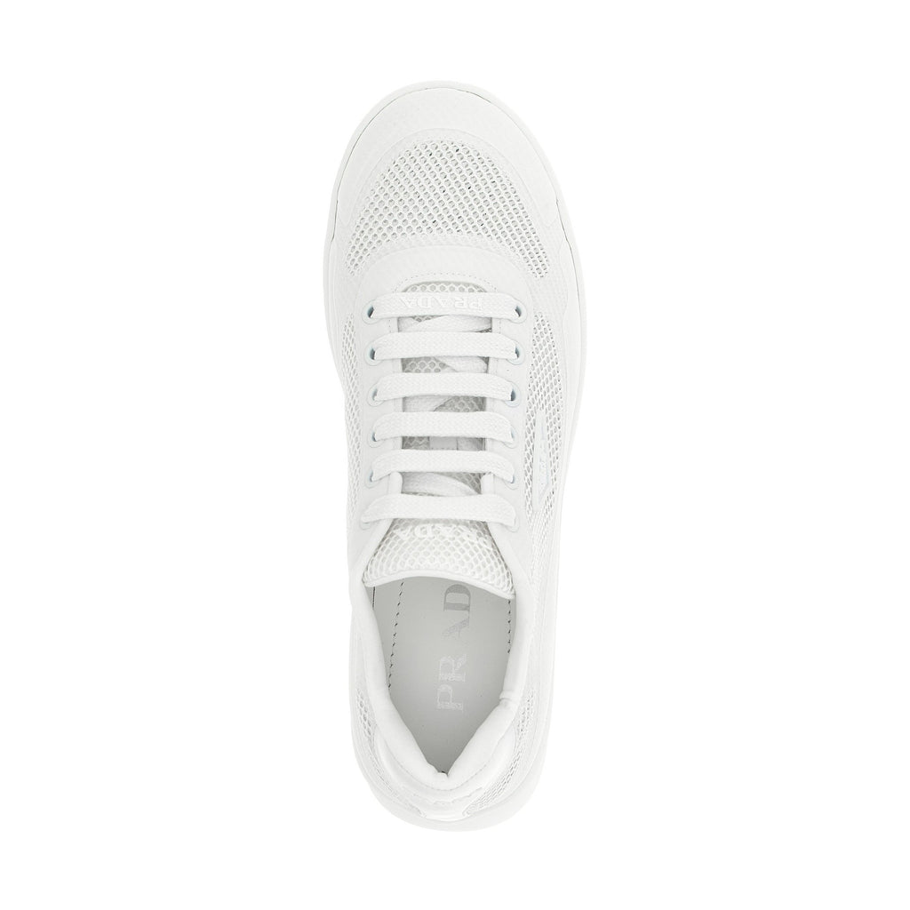 White Polyester Athletic Sneakers