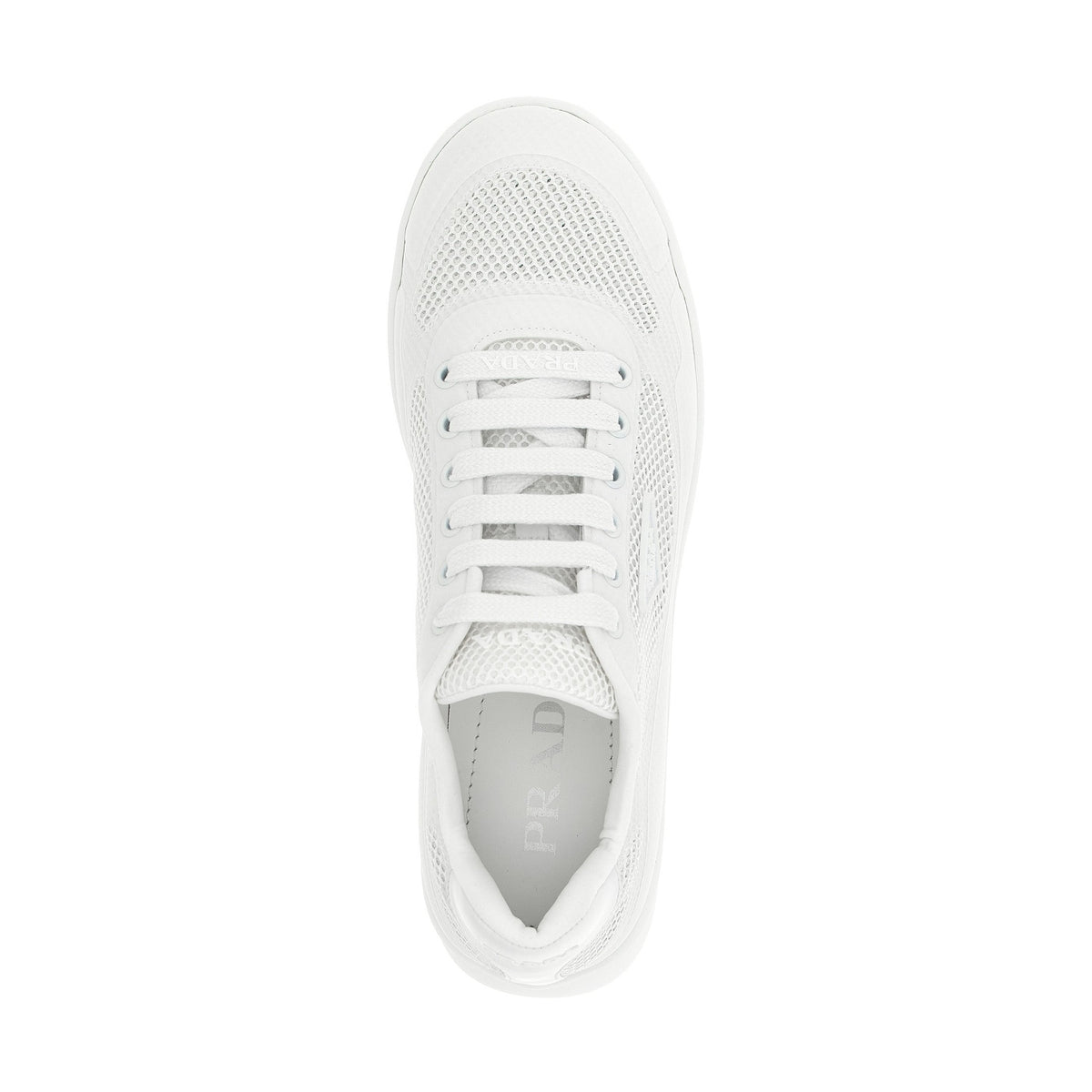 White Polyester Athletic Sneakers