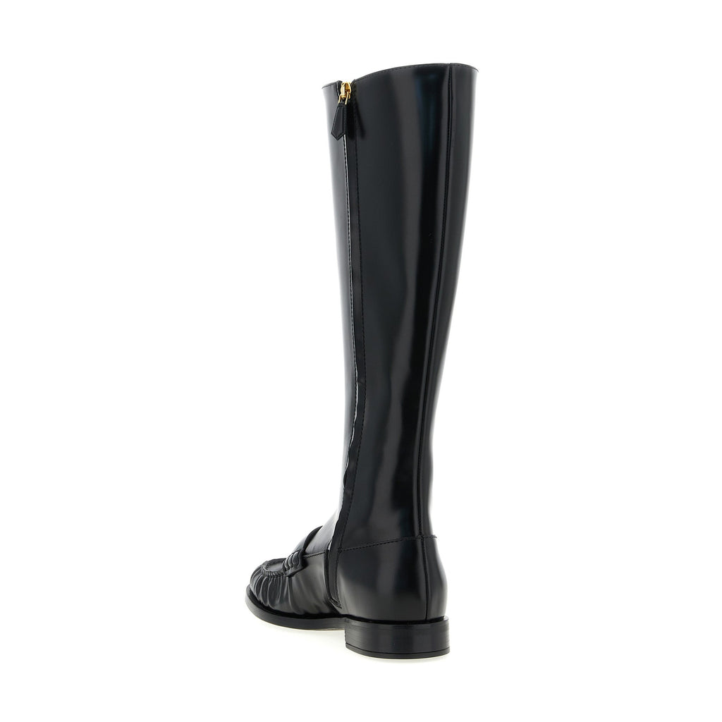 Black Calfskin Over The Knee