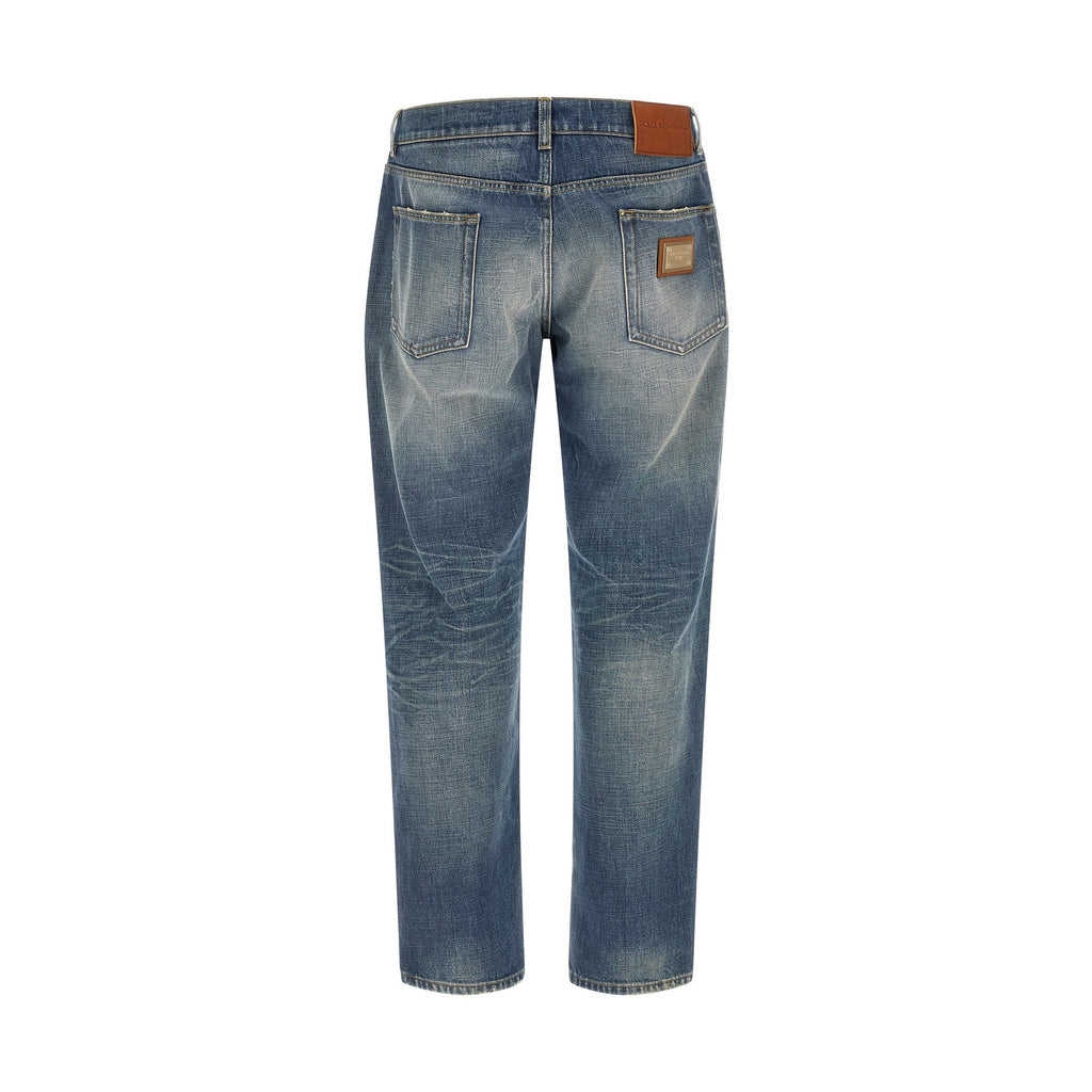 Blue Cotton Relaxed Fit Jeans