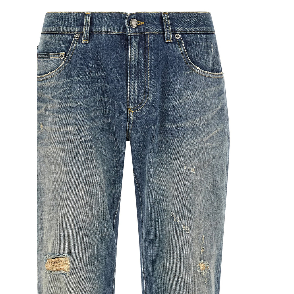 Blue Cotton Relaxed Fit Jeans