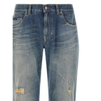 Blue Cotton Relaxed Fit Jeans