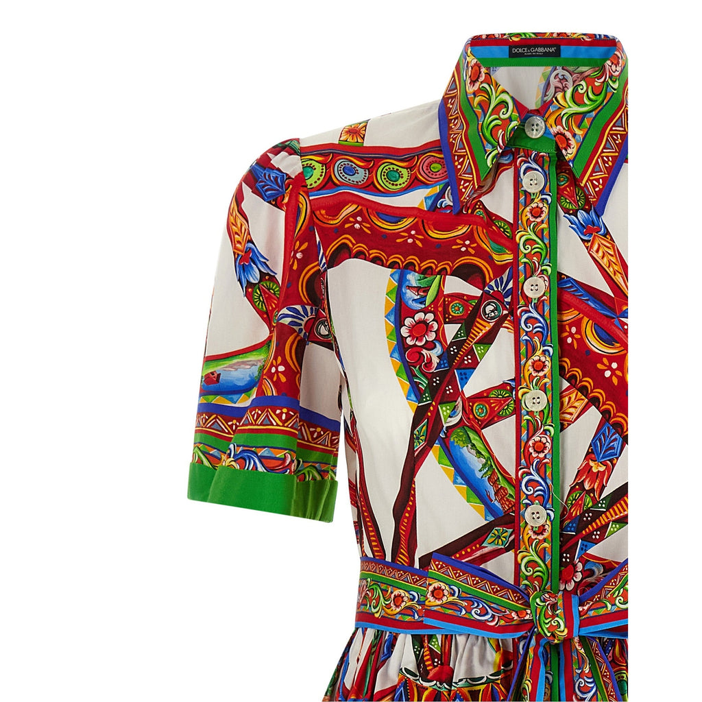 Multicolor Cotton Midi Dress