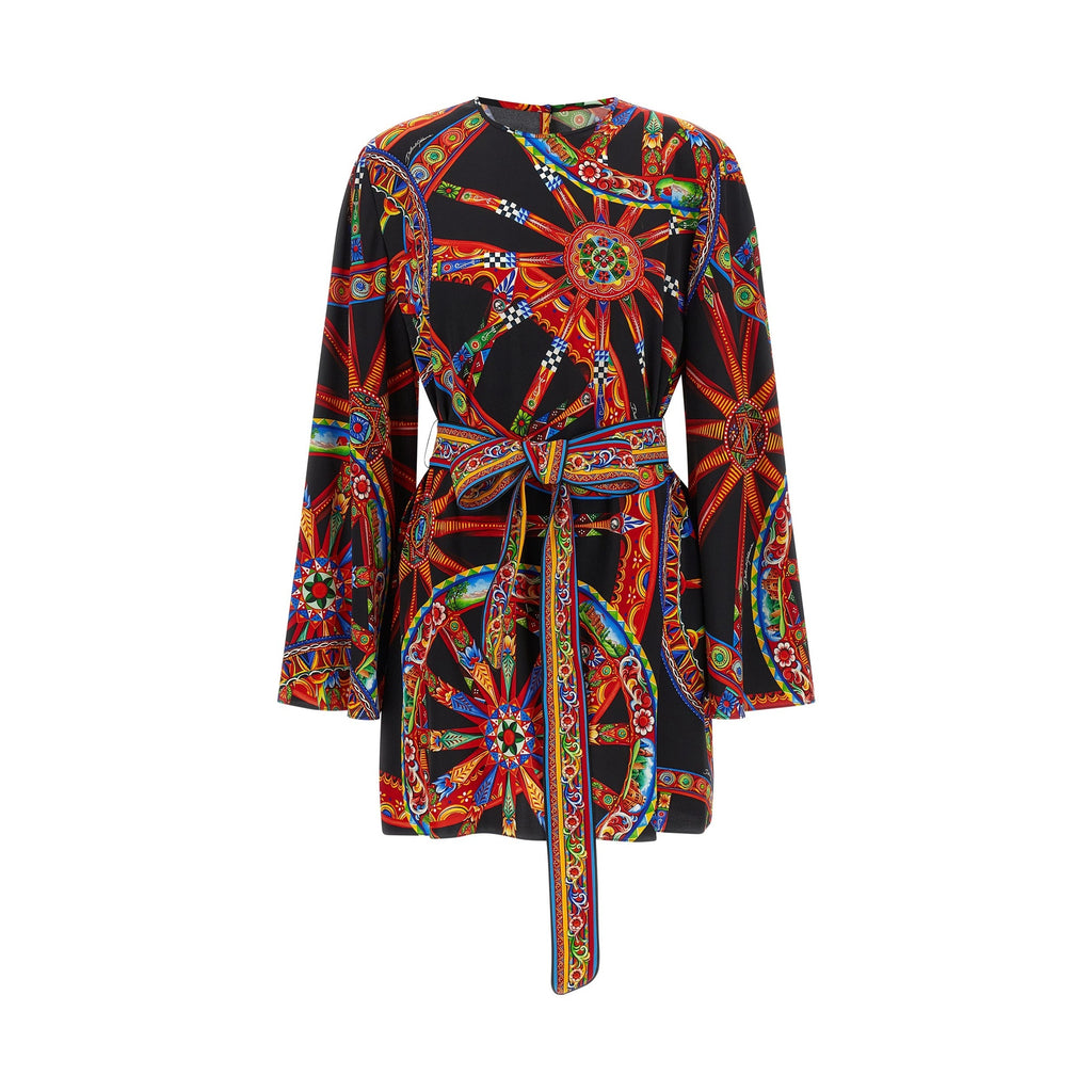 Multicolor Silk Short Dress