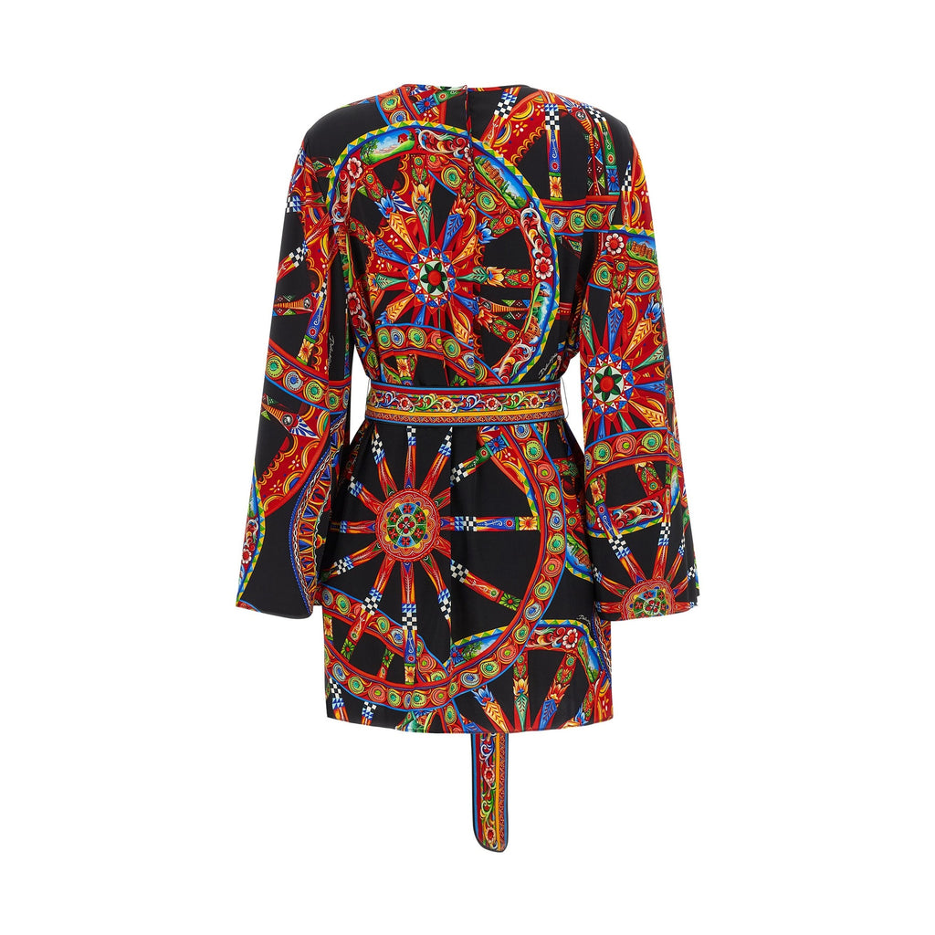 Multicolor Silk Short Dress