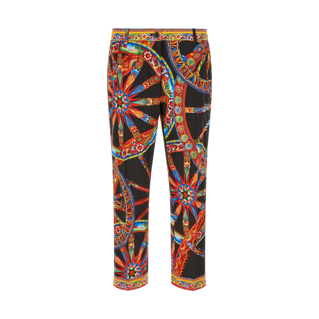 Multicolor Cotton Casual Pants