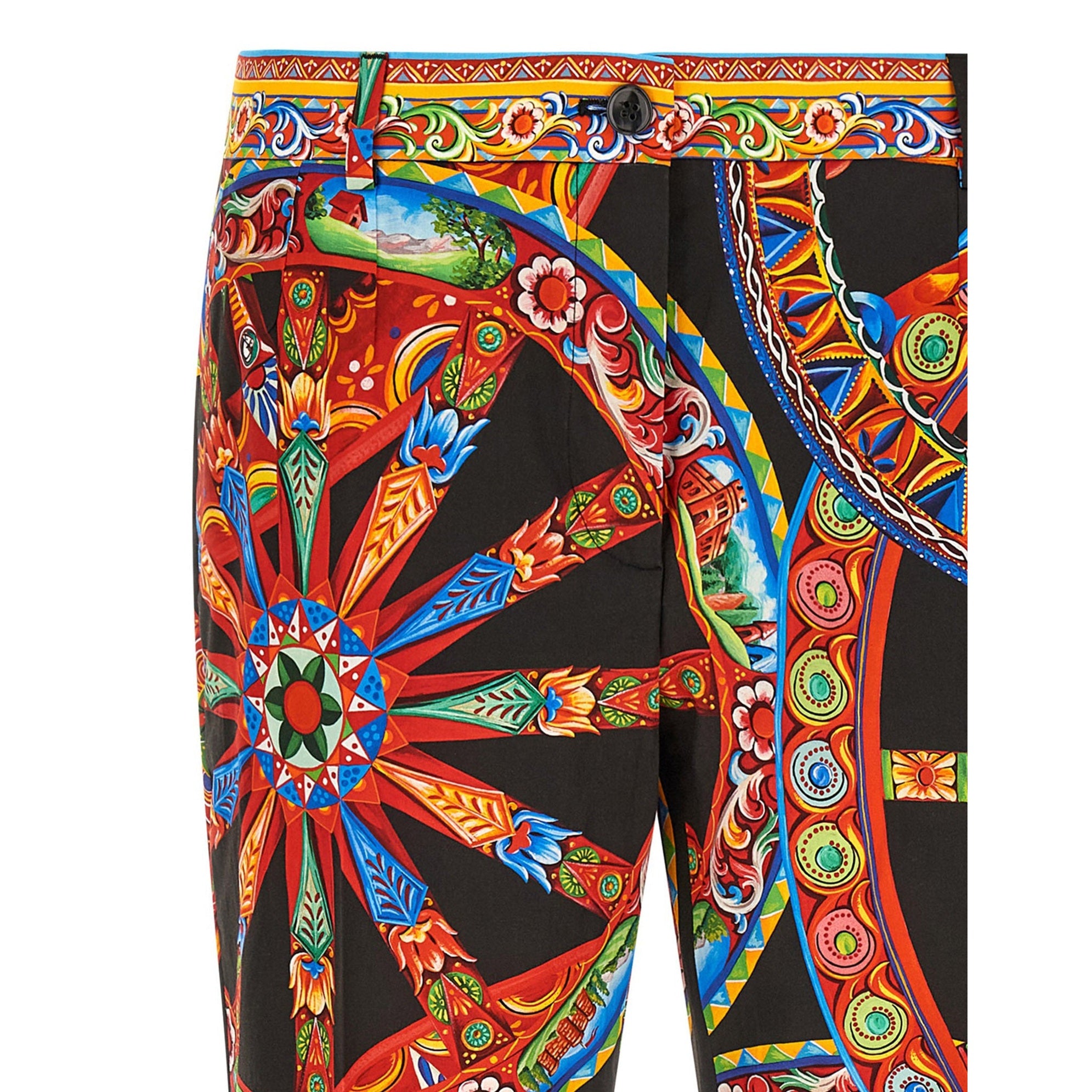 Multicolor Cotton Casual Pants