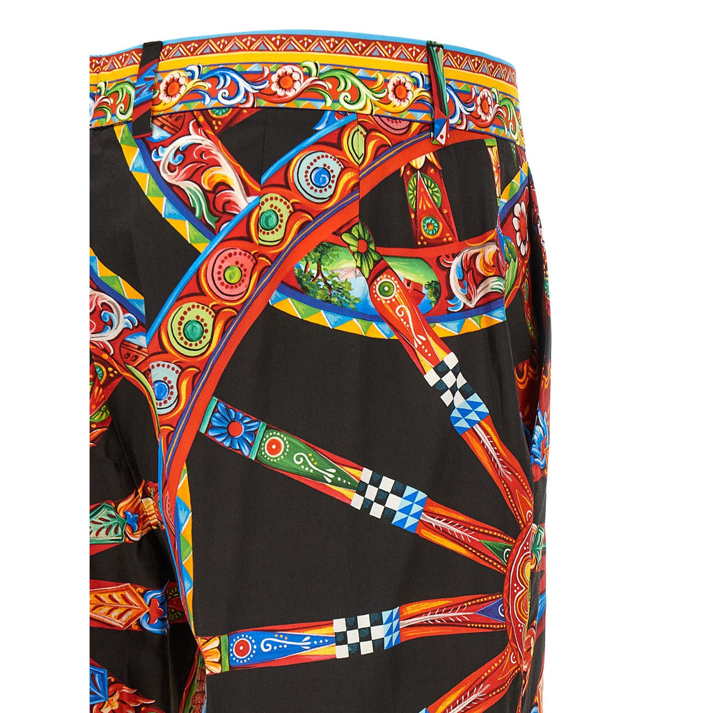 Multicolor Cotton Casual Pants