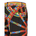 Multicolor Cotton Casual Pants