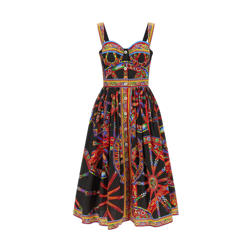 Multicolor Cotton Midi Dress