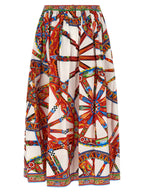 Multicolor Cotton Midi Skirt