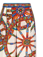 Multicolor Silk Casual Pants