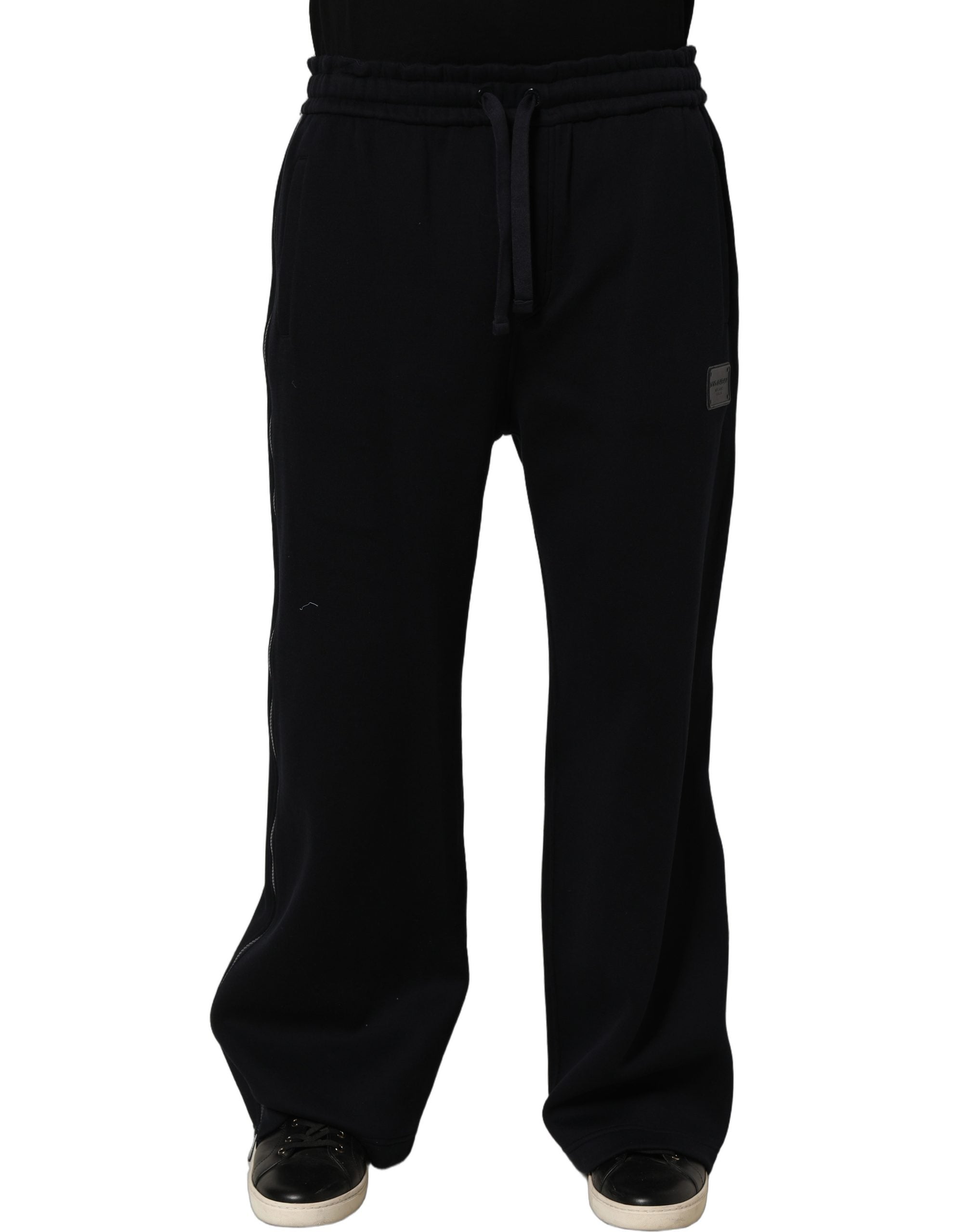 Dark Blue Relaxed Wide Leg Men Jogger Pants