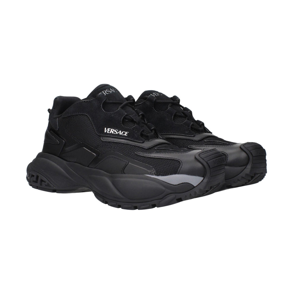 Black Fabric Chunky Sneakers