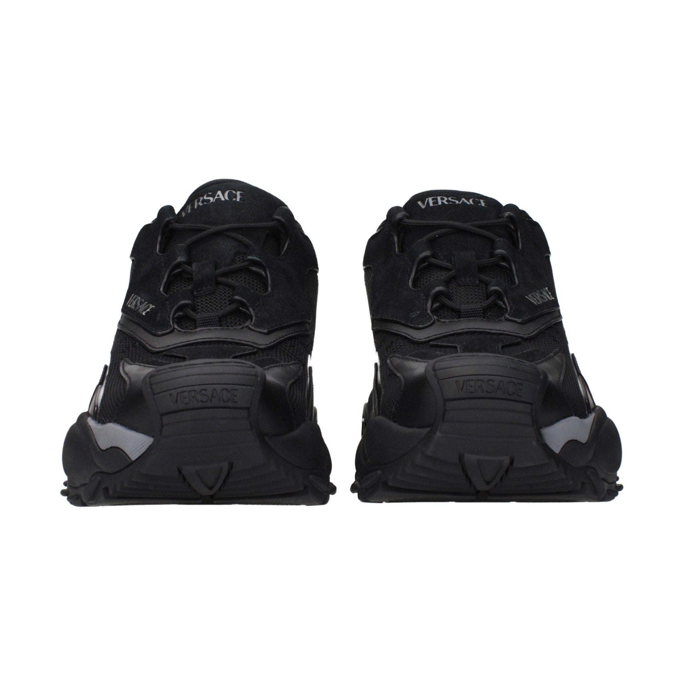 Black Fabric Chunky Sneakers