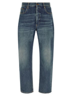 Blue Cotton Straight-Leg Jeans
