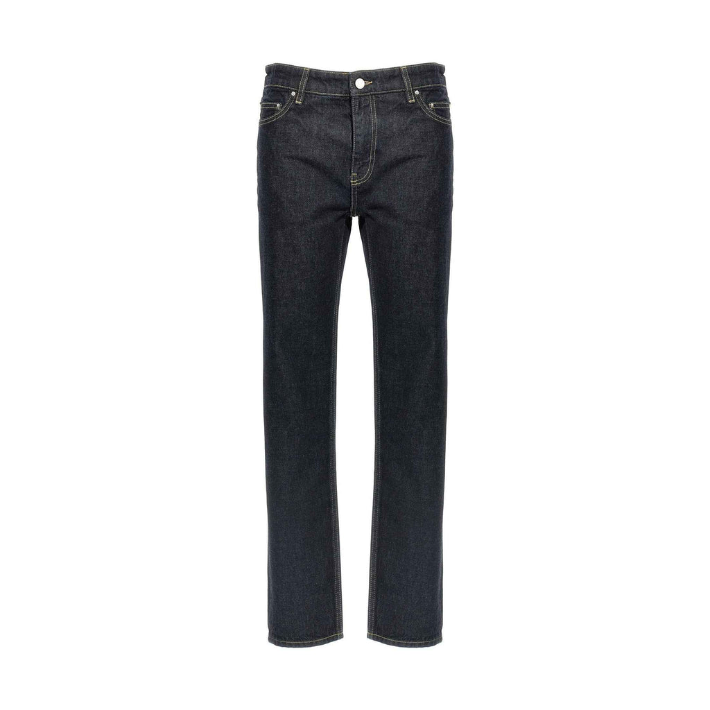 Blue Cotton Tapered Jeans
