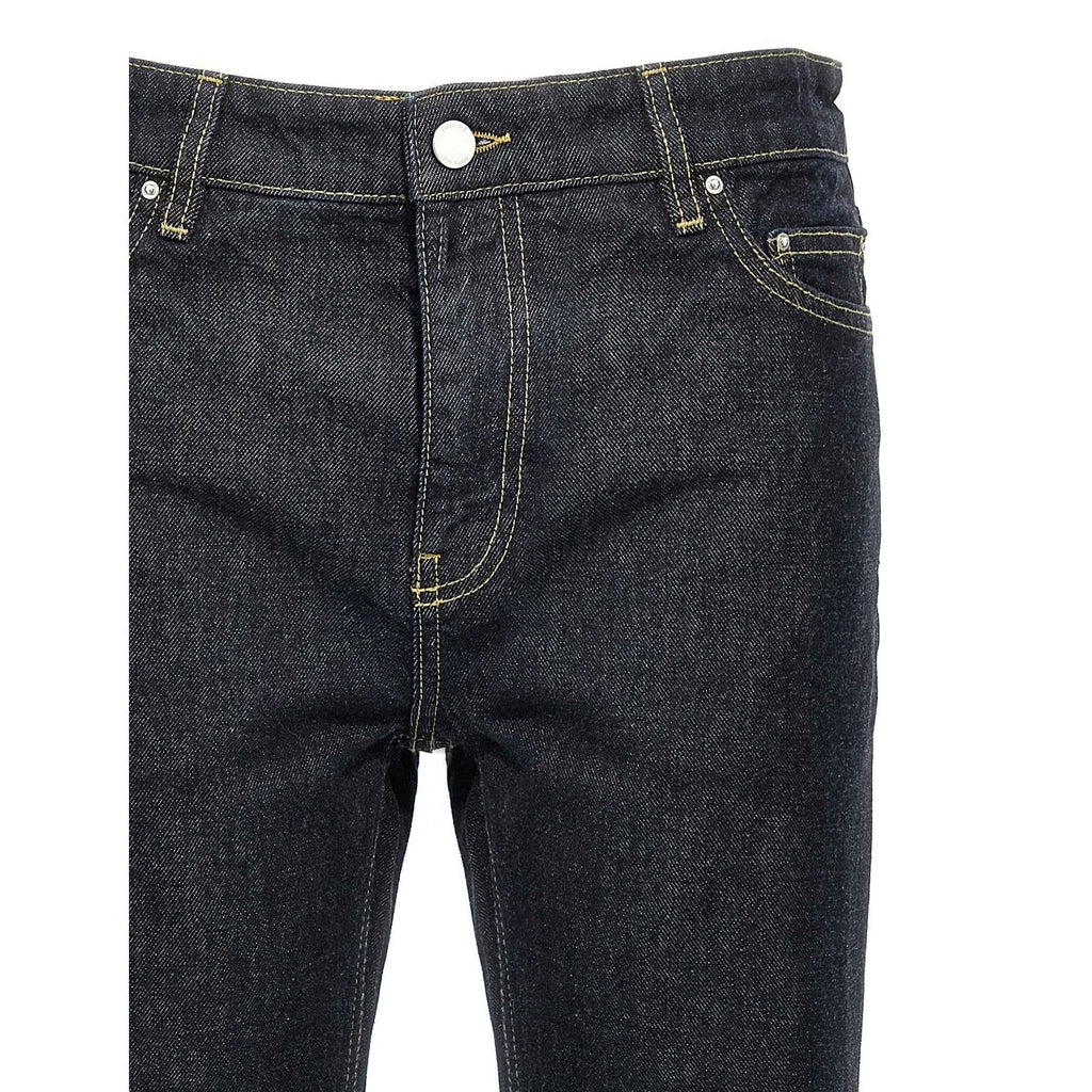 Blue Cotton Tapered Jeans
