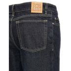Blue Cotton Tapered Jeans