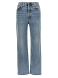 Blue Cotton Straight-Leg Jeans