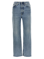 Blue Cotton Straight-Leg Jeans