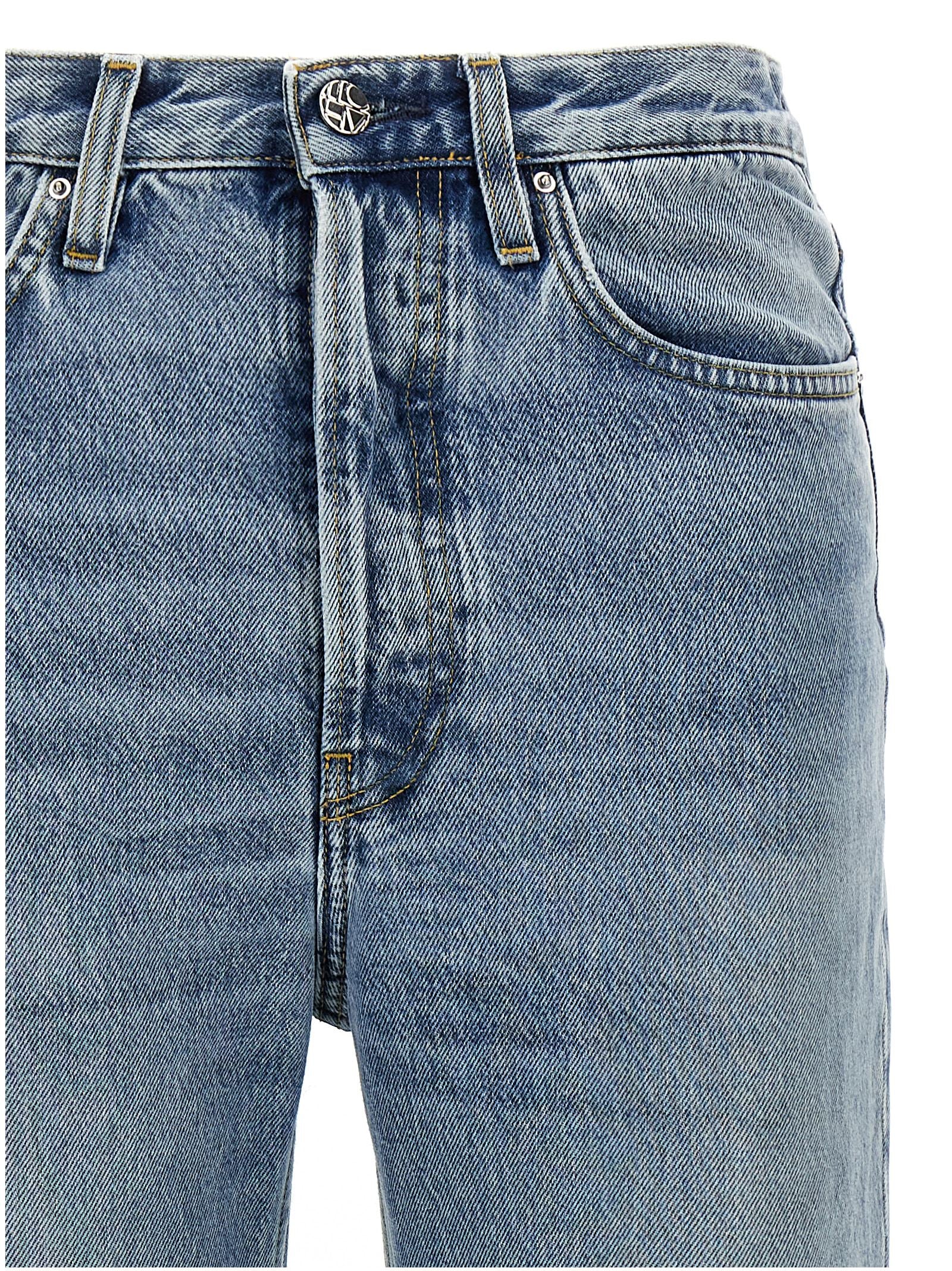 Blue Cotton Straight-Leg Jeans