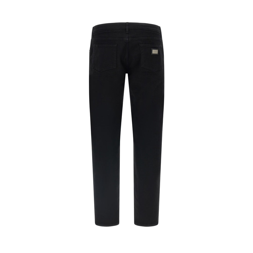 Black Cotton Slim Fit Jeans