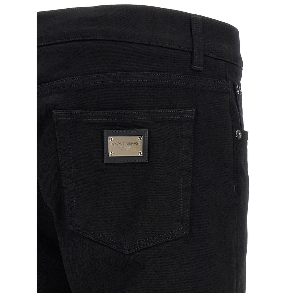 Black Cotton Slim Fit Jeans