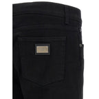 Black Cotton Slim Fit Jeans