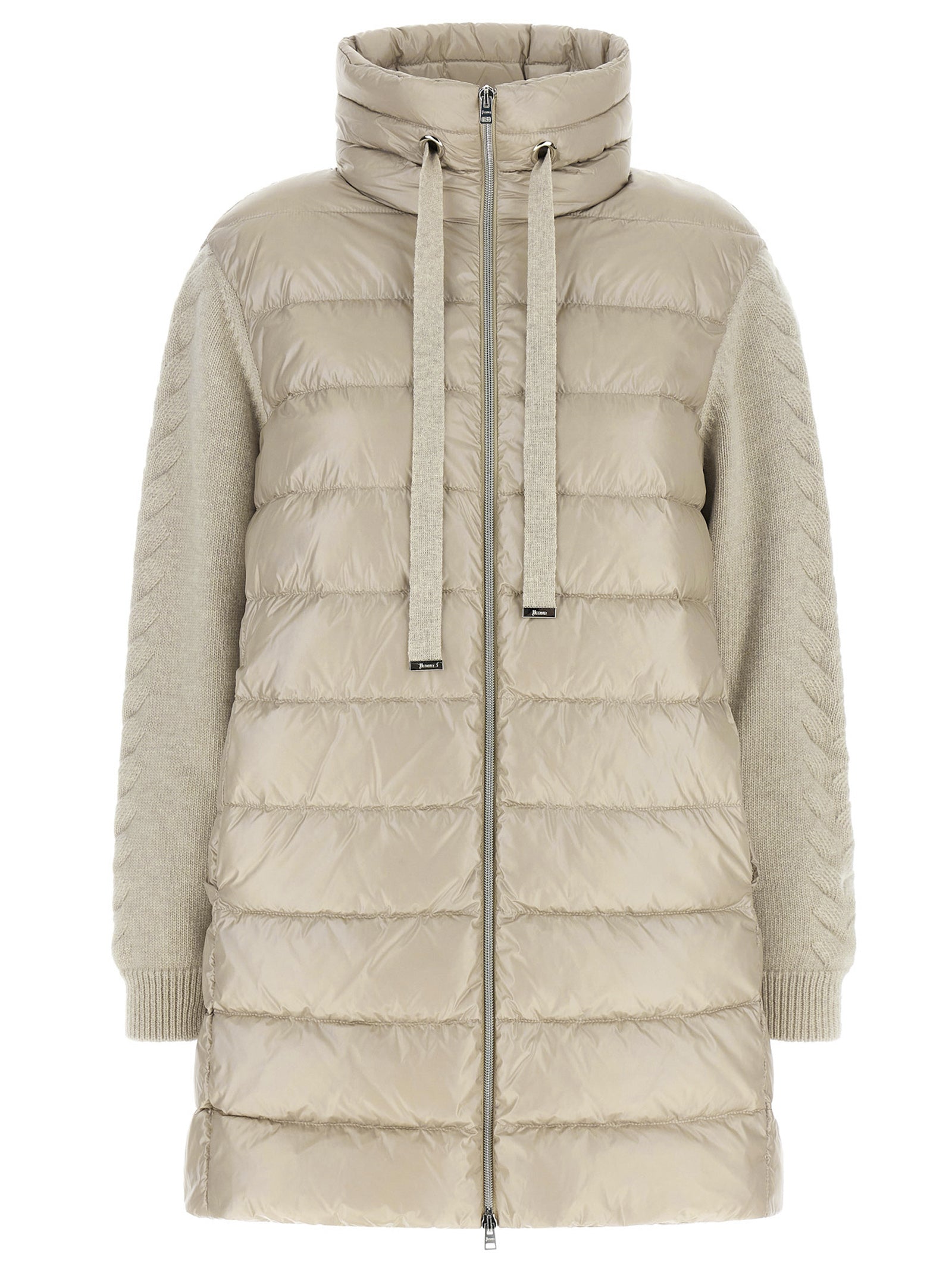 Beige Polyamide Full-Length Jacket
