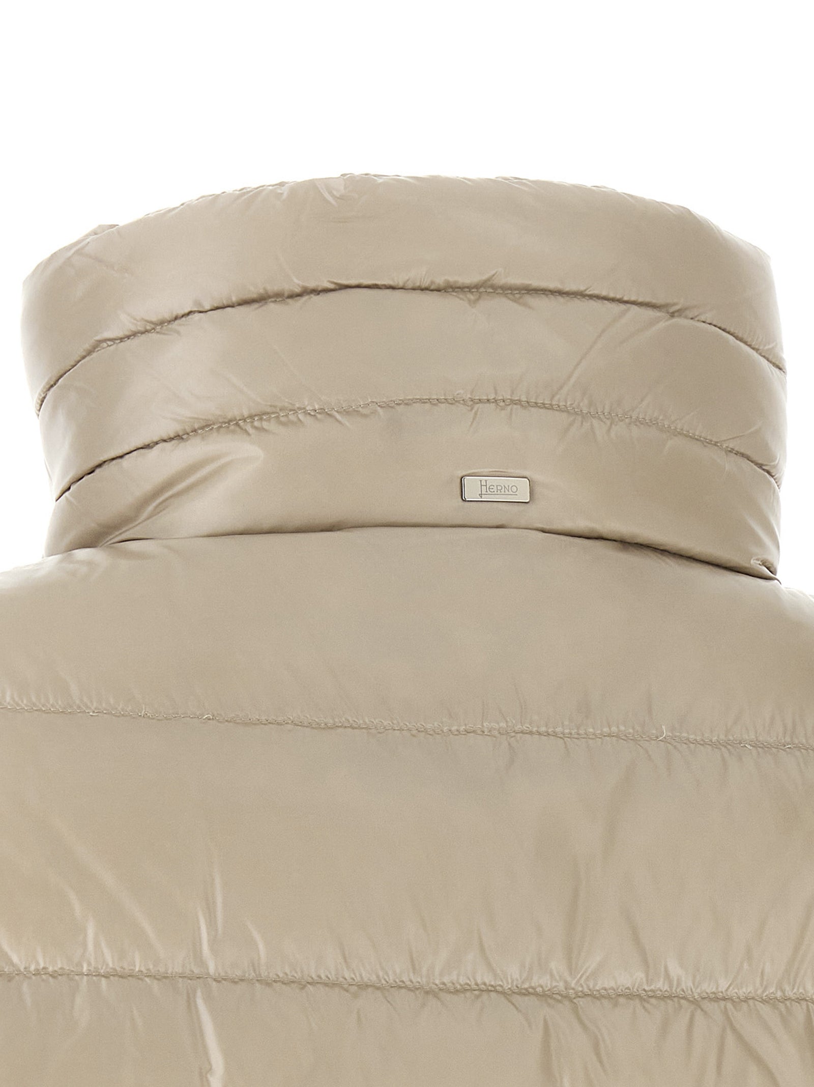 Beige Polyamide Full-Length Jacket