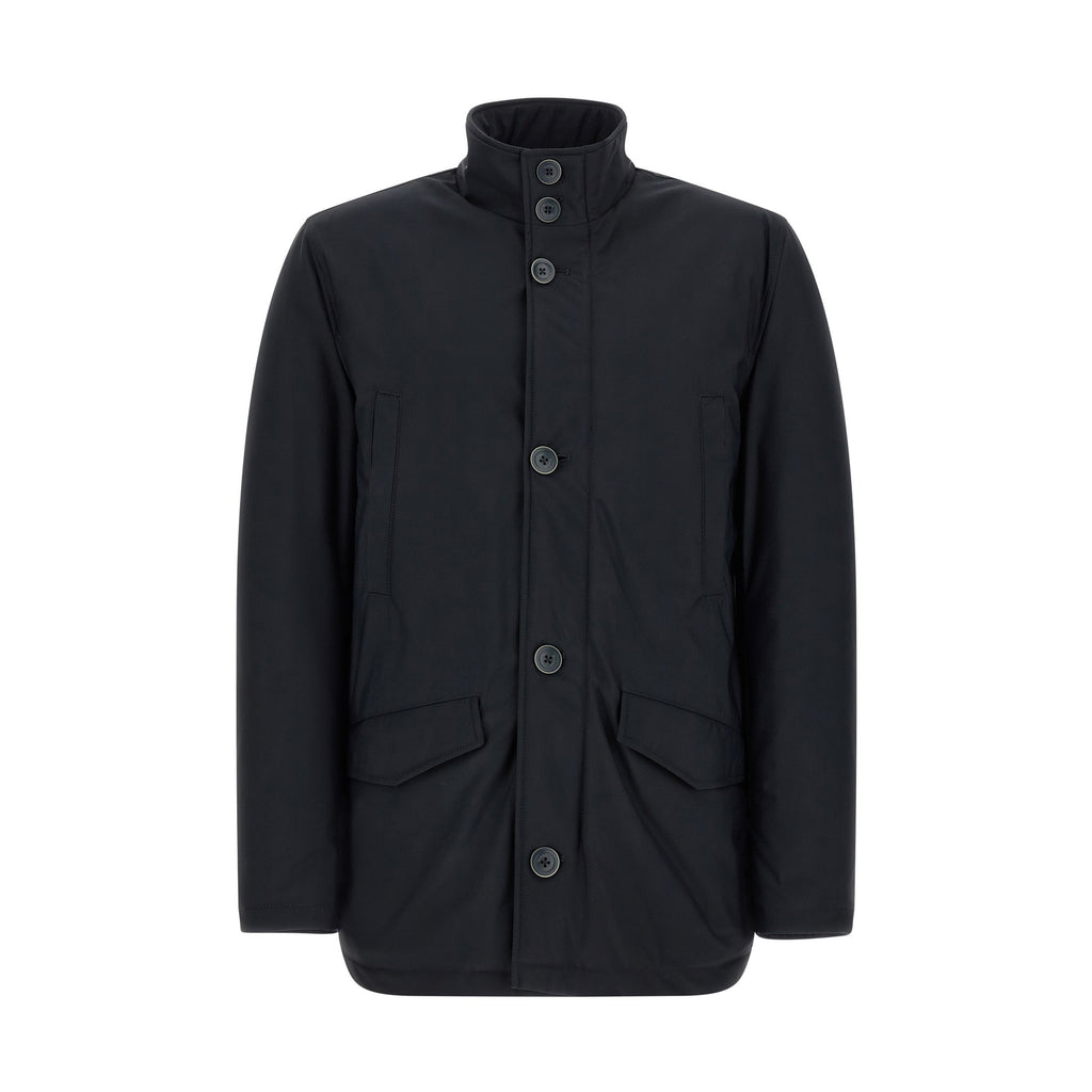 Blue Polyamide Full-Length Jacket
